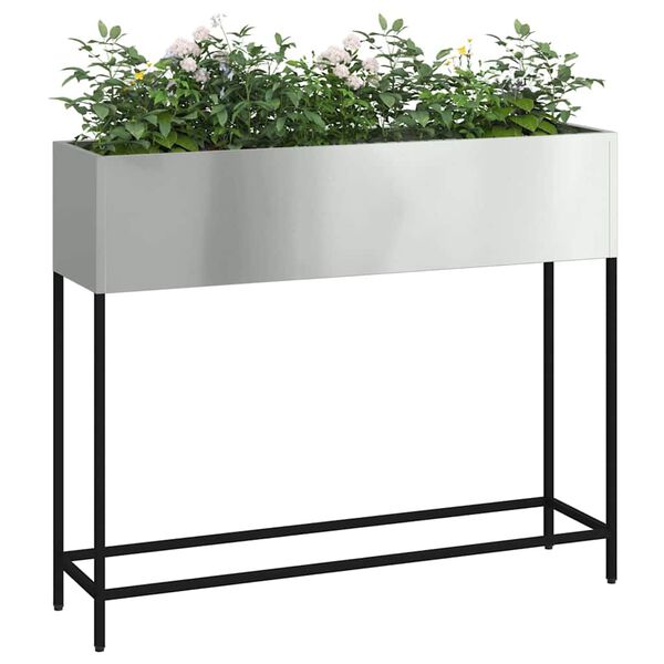 vidaXL Raised Garden Planter Silver 100 x 26 x 82 cm Galvanised Steel