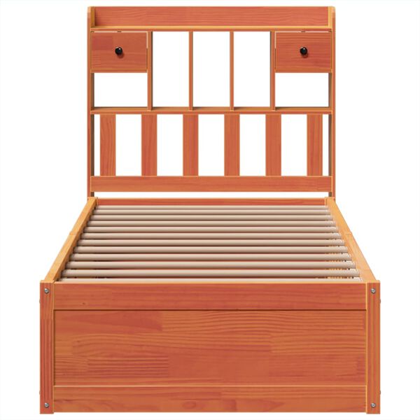 vidaXL Bed Frame without Mattress Wax Brown 75x190 cm Small Single Solid Wood Pine