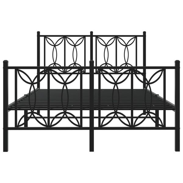 vidaXL Metal Bed Frame without Mattress with Footboard Black 120x190cm