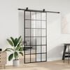 vidaXL Sliding Door with Hardware Set Black 102x205 cm ESG Glass