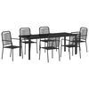 vidaXL Garden Dining Set 7 pcs Black Powder-Coated Steel