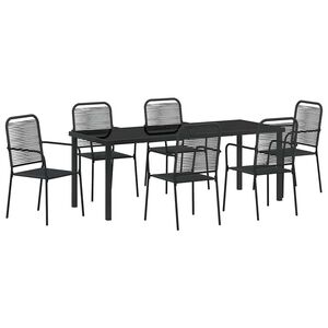 vidaXL Garden Dining Set 7 pcs Black Powder-Coated Steel