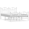 vidaXL Metal Bed Frame without Mattress with Footboard White 150x200cm