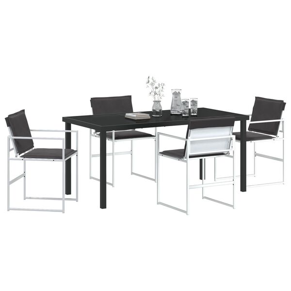vidaXL Garden Dining Set 5 pcs White Powder-Coated Steel