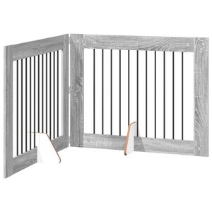 vidaXL Foldable Dog Gate with Stands 2 pcs Grey Sonoma 200.5 cm