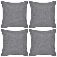 4 Anthracite Cushion Covers Linen-look 40 x 40 cm