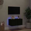 vidaXL TV Wall Cabinet with LED Lights Black 60x35x31 cm