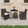 vidaXL 3 Piece Garden Bistro Set Poly Rattan and Tempered Glass Brown