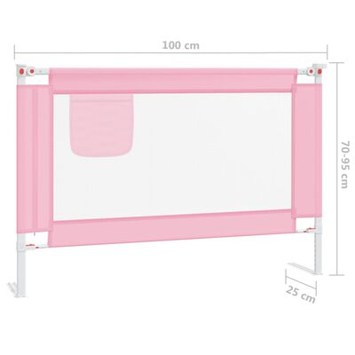vidaXL Toddler Safety Bed Rail Pink 100x25 cm Fabric