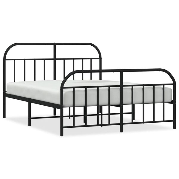 vidaXL Metal Bed Frame without Mattress with Footboard Black 140x190cm
