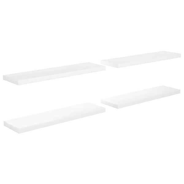 vidaXL Floating Wall Shelves 4 pcs High Gloss White 90x23.5x3.8 cm MDF