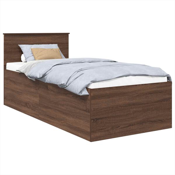 vidaXL Bed Frame with Headboard Brown Oak 90 x 190 cm Engineered Wood
