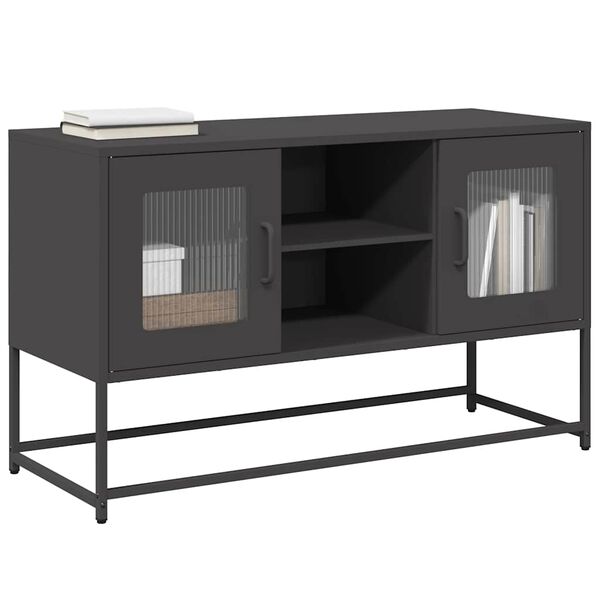 vidaXL TV Cabinet Black 100.5x39x60.5 cm Steel