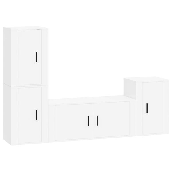 vidaXL 4 Piece TV Cabinet Set White Engineered Wood