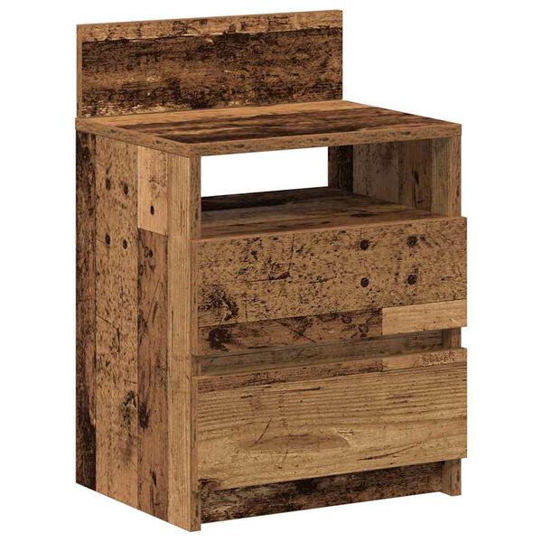 vidaXL Bedside Cabinet with 2 Drawers Old Wood 40x33x60 cm