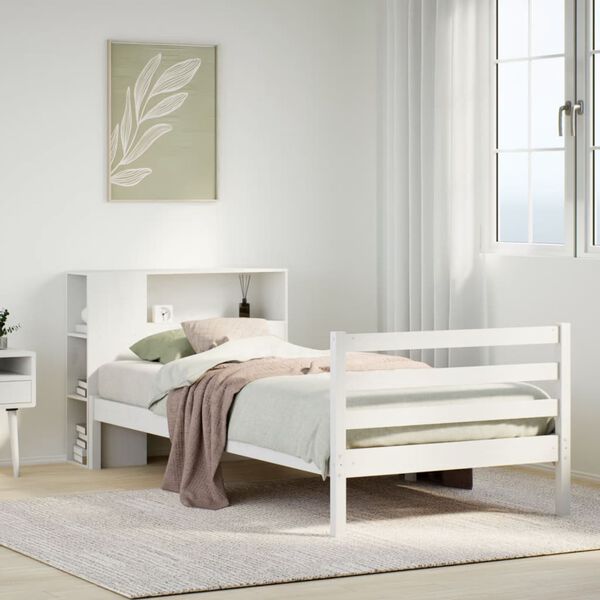 vidaXL Bookcase Bed without Mattress White 90x190 cm Single Solid Wood Pine