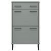 vidaXL Shoe Rack with Metal Legs Grey Solid Wood Pine OSLO