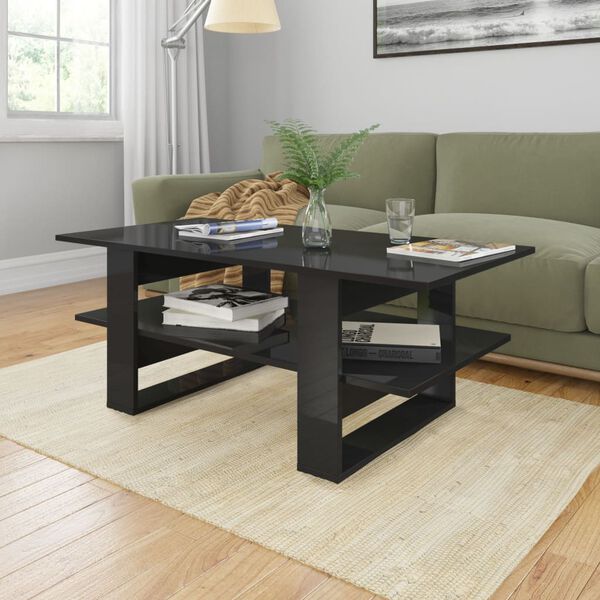 vidaXL Coffee Table High Gloss Black 110x55x42 cm Engineered Wood