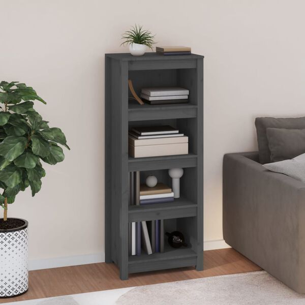 vidaXL Book Cabinet Grey 50x35x125.5 cm Solid Wood Pine