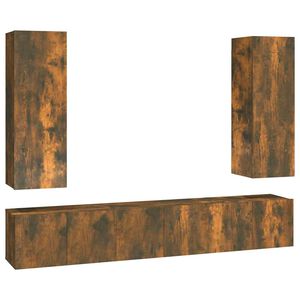 vidaXL 5 Piece TV Cabinet Set Smoked Oak Engineered Wood