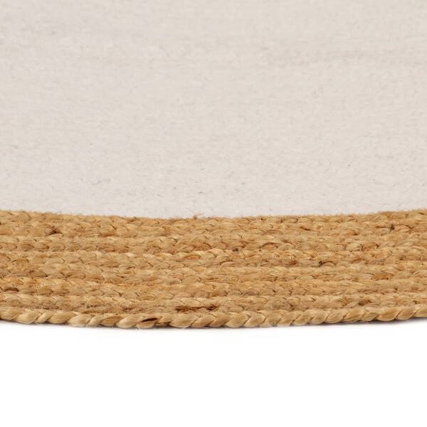 vidaXL Area Rug Braided White & Natural 120 cm Jute & Cotton Round