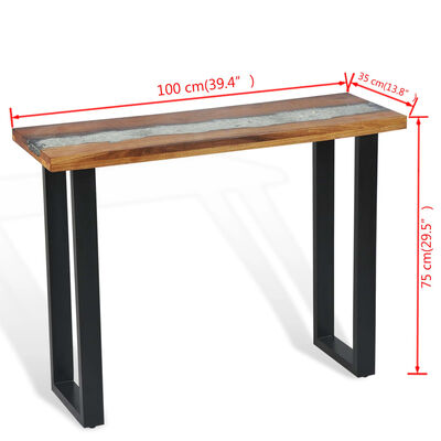 vidaXL Console Table Teak 100x35x75 cm