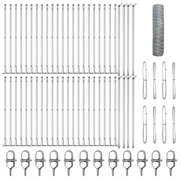 vidaXL Fence Post Silver 100 x 0.4 m (36 mm mesh) Steel