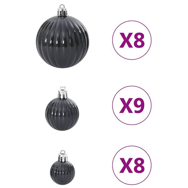 vidaXL Christmas Baubles 100 pcs Black &Oslash;3/4/6 cm