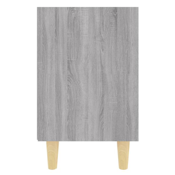 vidaXL Bed Cabinet with Solid Wood Legs Grey Sonoma 40x30x50 cm