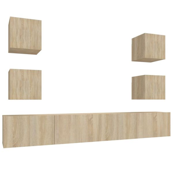 vidaXL 6 Piece TV Cabinet Set Sonoma Oak Engineered Wood