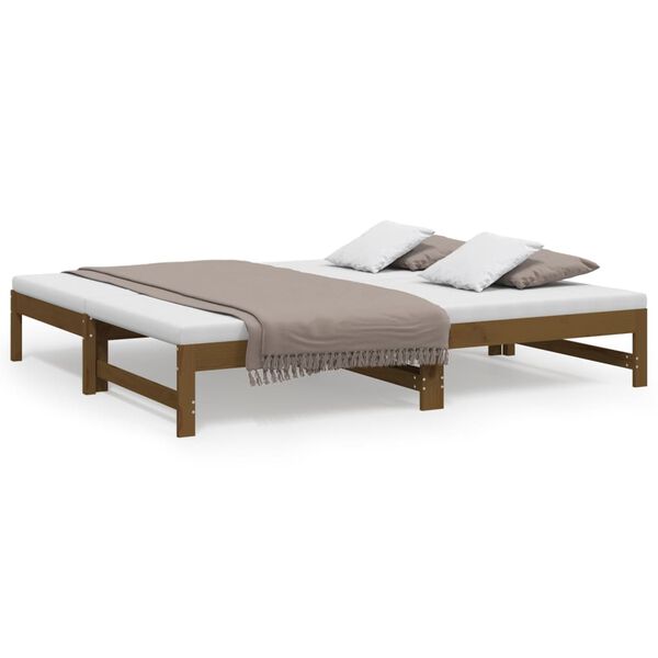 vidaXL Pull-out Day Bed without Mattress Honey Brown 2x(90x190) cm