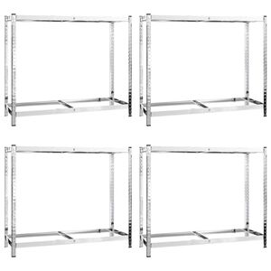 vidaXL 2-Layer Tire Rack 4 pcs Silver 110x40x110 cm Steel