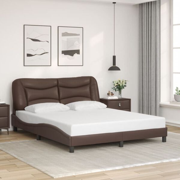 vidaXL Bed Frame with LED without Mattress "Hvar" Brown 160x200 cm