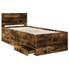 vidaXL Daybed Manual Smoked Oak and Black 100 x 200 cm Engineered Wood