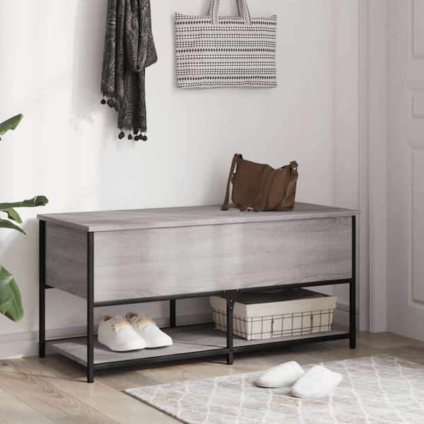 vidaXL Storage Bench Grey Sonoma 100x42.5x47 cm Engineered Wood