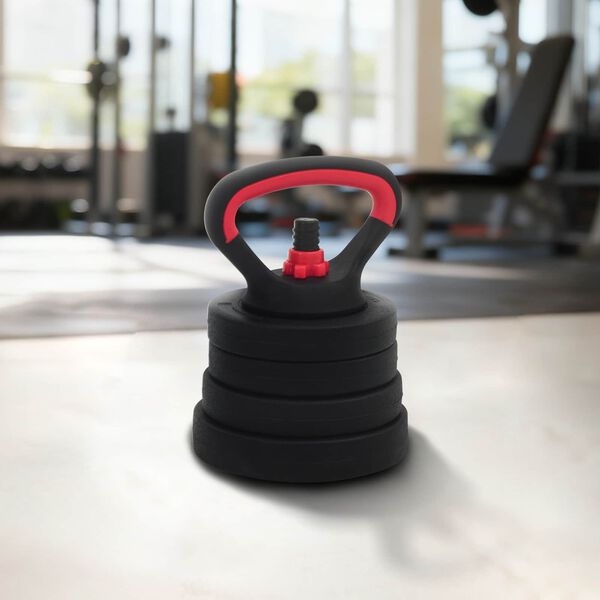 vidaXL 4-in-1 Dumbbell Barbell Kettlebell Set 20kg Black and Red