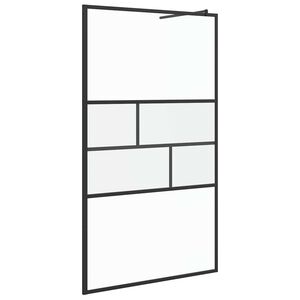 vidaXL Walk-in Shower Wall Black 115 x 195 x 0.5 cm