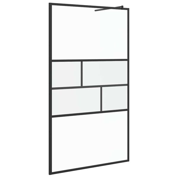 vidaXL Walk-in Shower Wall Black 115 x 195 x 0.5 cm