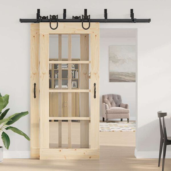 vidaXL Sliding Door Hardware Kit 200 cm Steel Black