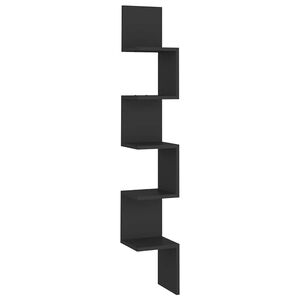 vidaXL Wall Corner Shelf Black 20x20x127,5 cm Engineered Wood