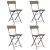 vidaXL Folding Bistro Chairs 4 pcs Grey Poly Rattan and Steel