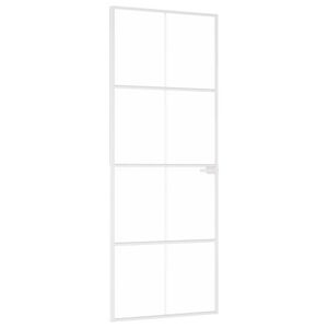 vidaXL Interior Door White 76x201.5 cm Tempered Glass&Aluminium Slim