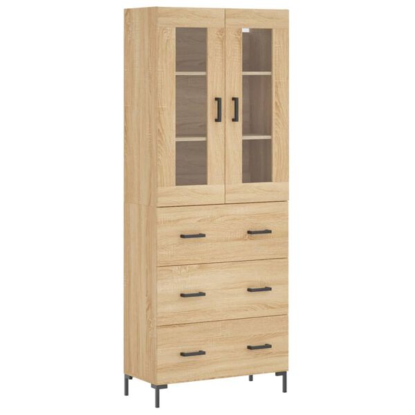 vidaXL Highboard Sonoma Oak 69.5x34x180 cm Engineered Wood