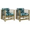 vidaXL Garden Chairs with Cushions 2 pcs Impregnated Wood Pine