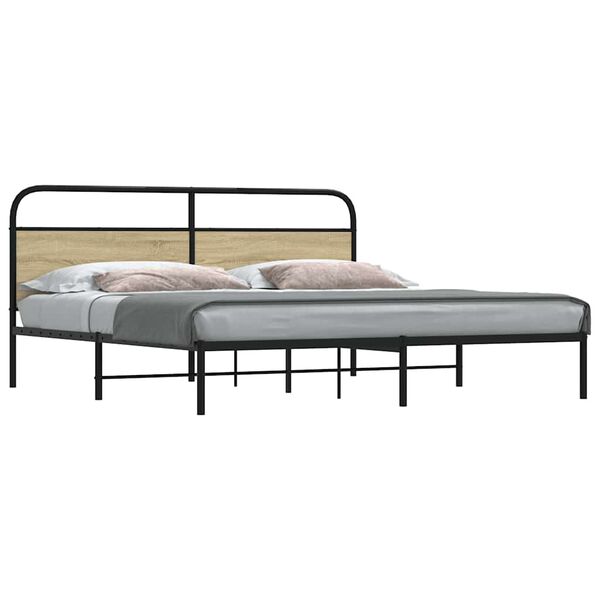 vidaXL Metal Bed Frame without Mattress Sonoma Oak 183x213 cm