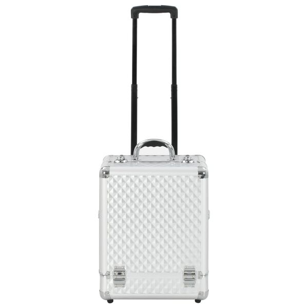 vidaXL Make-up Trolley 35x29x45 cm Silver Aluminium