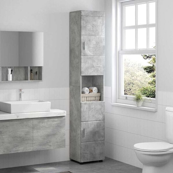 vidaXL Bathroom Cabinet Set TULUM Concrete Grey 37 x 31.5 x 203 cm
