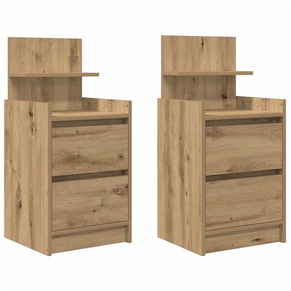 vidaXL Bedside Cabinets with 2 Drawers 2 pcs Artisan Oak 38x34x80 cm