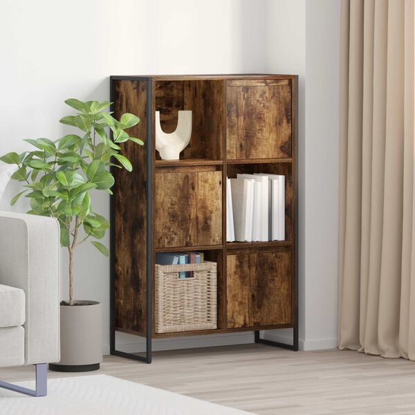vidaXL Book Cabinet Smoke Oak 68 x 30 x 108.5 cm Engineered Wood
