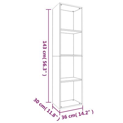 vidaXL Book Cabinet/TV Cabinet Grey Sonoma 36x30x143 cm Engineered Wood